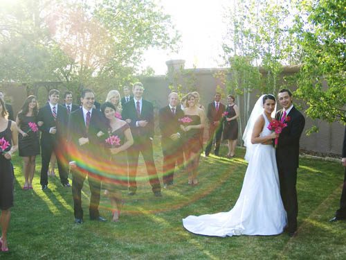 rainbow over a bridal party in Colorado