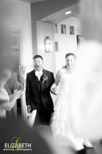 excited couple's grand entrance