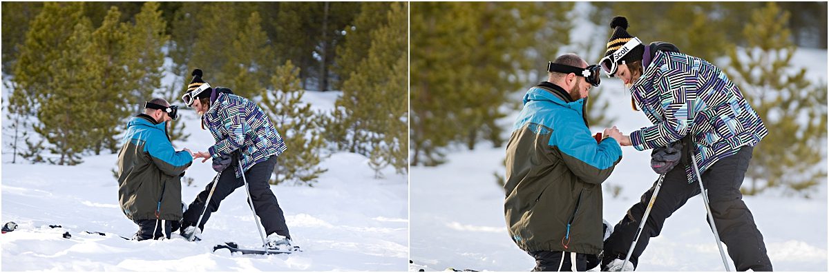 breckenridge proposal on skis, winter, mountain proposal photographer