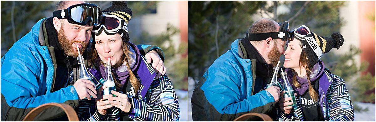 couples portraits, engagement photos, winter mountain proposal in skis, breckenridge photographer