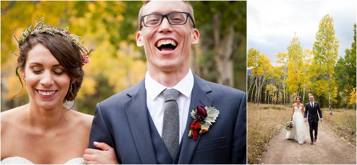 bride and groom laughing, couples portraits,mountain wedding planner, dao house, estes park, colorado wedding planning