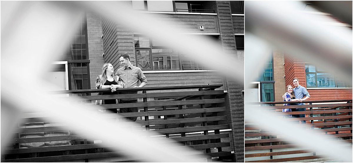 couples portraits, urban portrait session,Denver Engagement Session, Commons Park, Millennium Bridge, Colorado Engagement Photographer, black and white photo
