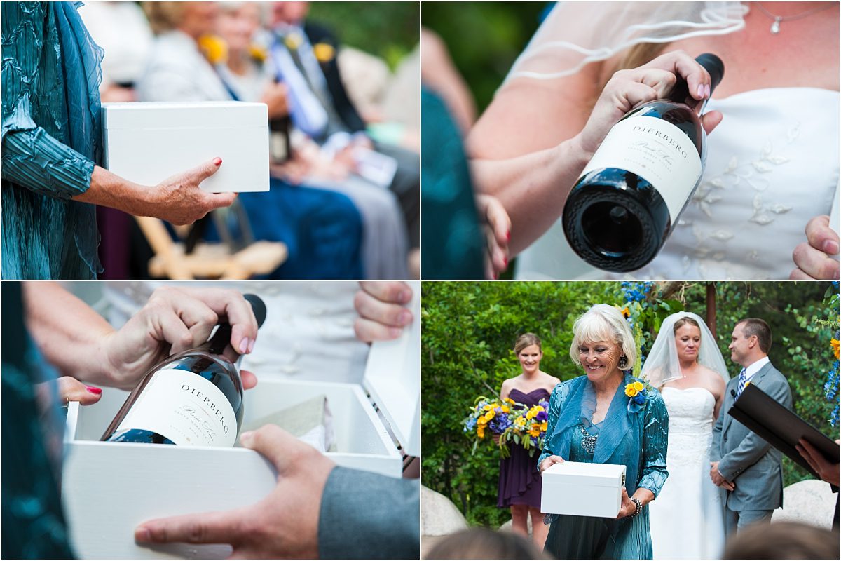 wine box ceremony, outdoor ceremony, traditions,donavan pavilion, mountain wedding photographer, vail wedding photography, colorado weddings