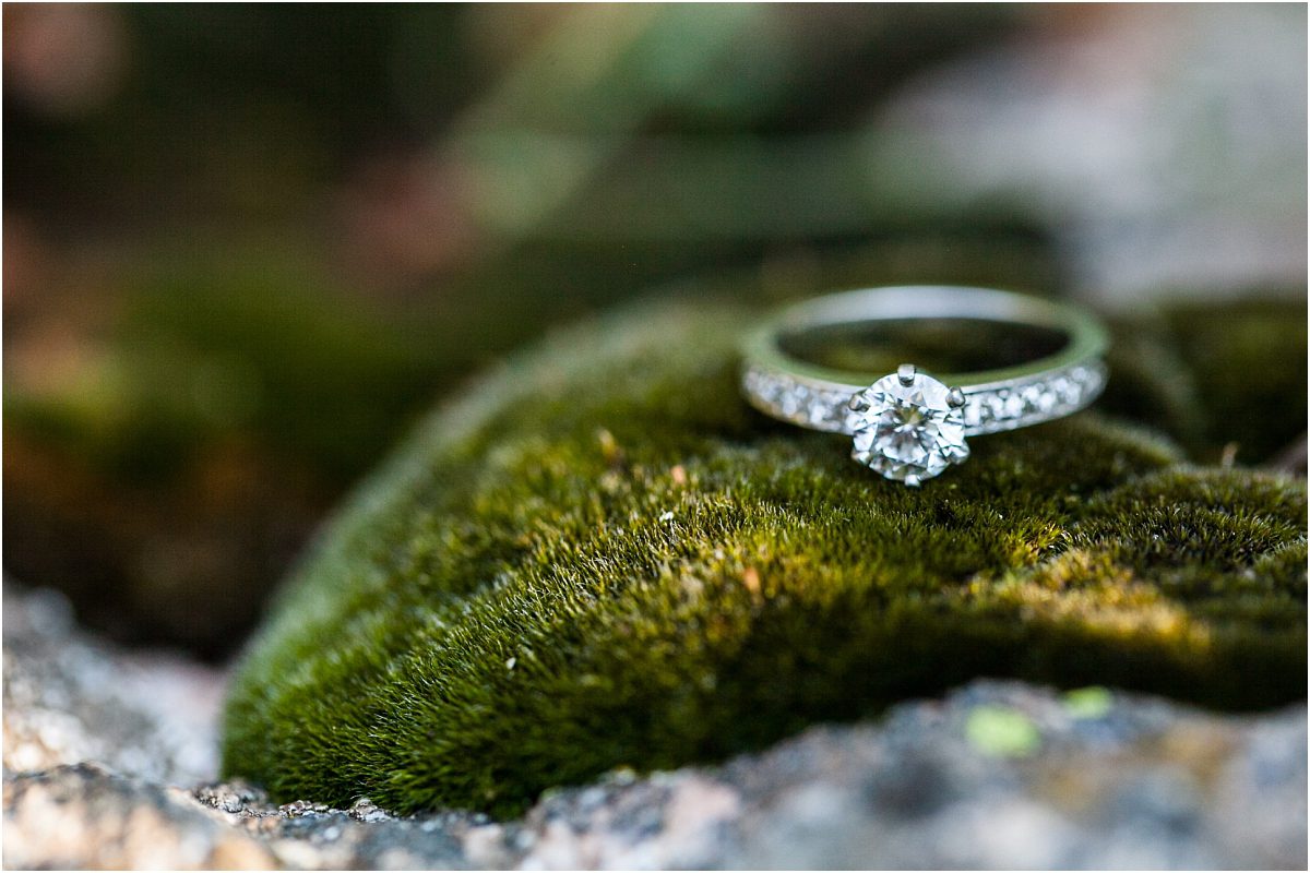 ring photos, engagement ring on moss, details,donavan pavilion, mountain wedding photographer, vail wedding photography, colorado weddings