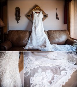 getting ready details, wedding dress, bridal gown, hotel room, steamboat springs, colorado wedding photographer, mountain wedding photography