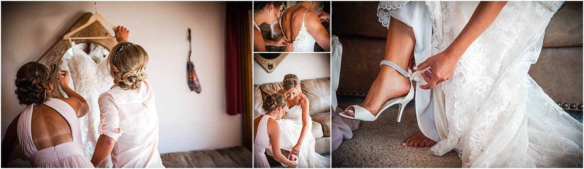 getting ready details, wedding dress, bridal shoes, anklet, putting on the dress, bridal gown, hotel room, steamboat springs, colorado wedding photographer, mountain wedding photography