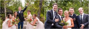 wedding party portraits, bridal party, bridesmaids and groom, groomsmen and bride, park in steamboat springs, colorado wedding photography, mountain wedding photographer