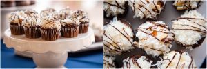 reception details, desserts, mini cupcakes, white and navy, mountains, tented reception, steamboat springs resort, colorado wedding photography, mountain wedding photographer