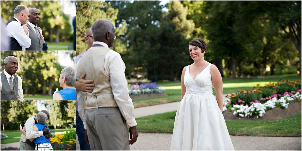 first look, colorado wedding coordinator, colorado wedding photographer, cheesman park denver, mixed race couple