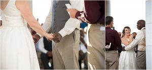 colorado wedding coordinator, colorado wedding photographer, cheesman park denver, ceremony, chessman pavilion, bride and groom holding hands
