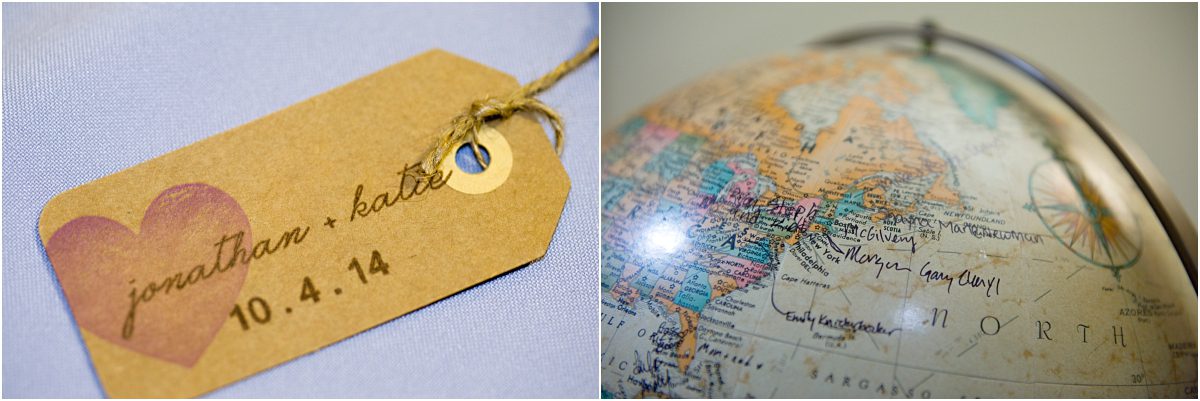 reception details, travel theme, globe guest book, colorado wedding photographers, mountain wedding planning, day of coordination