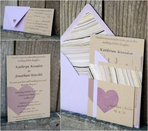 invitation suite, purple and cream, hearts, colorado wedding planning and design, detail photos, wedding photographer