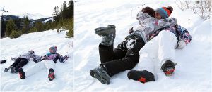 hugging in the snow, making snow angels, couple playing in the snow,winter snowboarding proposal, beaver run resort, surprise proposal, colorado photographer, proposal photography, mountain wedding photographer, summit county
