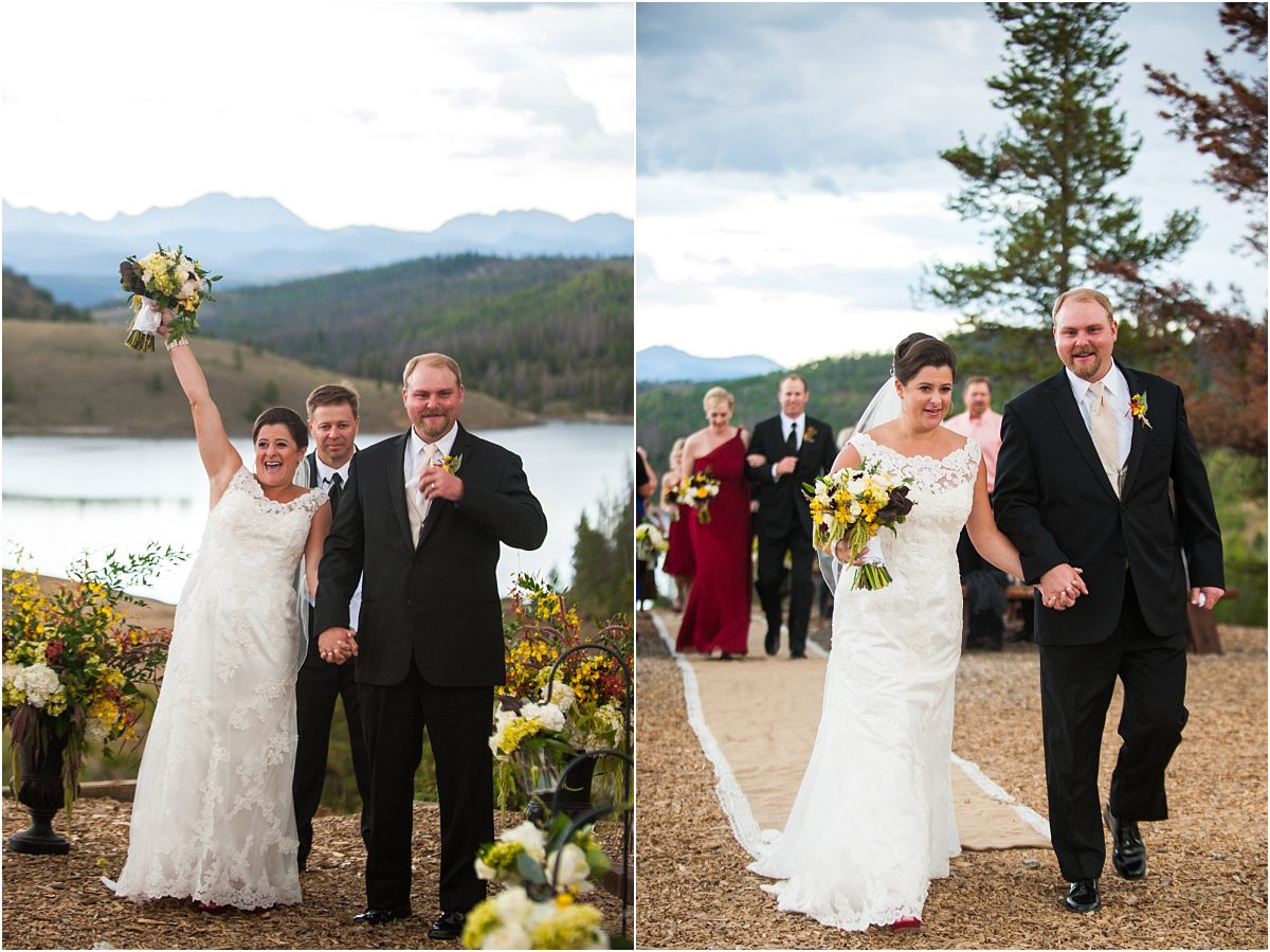 bride and groom become husband and wife, recessional, outdoor mountaintop ceremony, woodsie,C Lazy U Ranch, Granby, Colorado, Rustic Ranch Wedding, Colorado Wedding Planner, Mountain Wedding Photographer