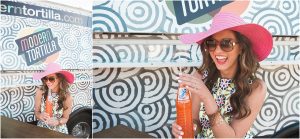 pink floppy hat sipping on orange fanta in classic glass bottle from modern tortilla food truck catering,hotel valley ho, scottsdale, arizona, styled shoot, engagement session, food trucks, wedding weekend, pool party, phoenix wedding planner, event design