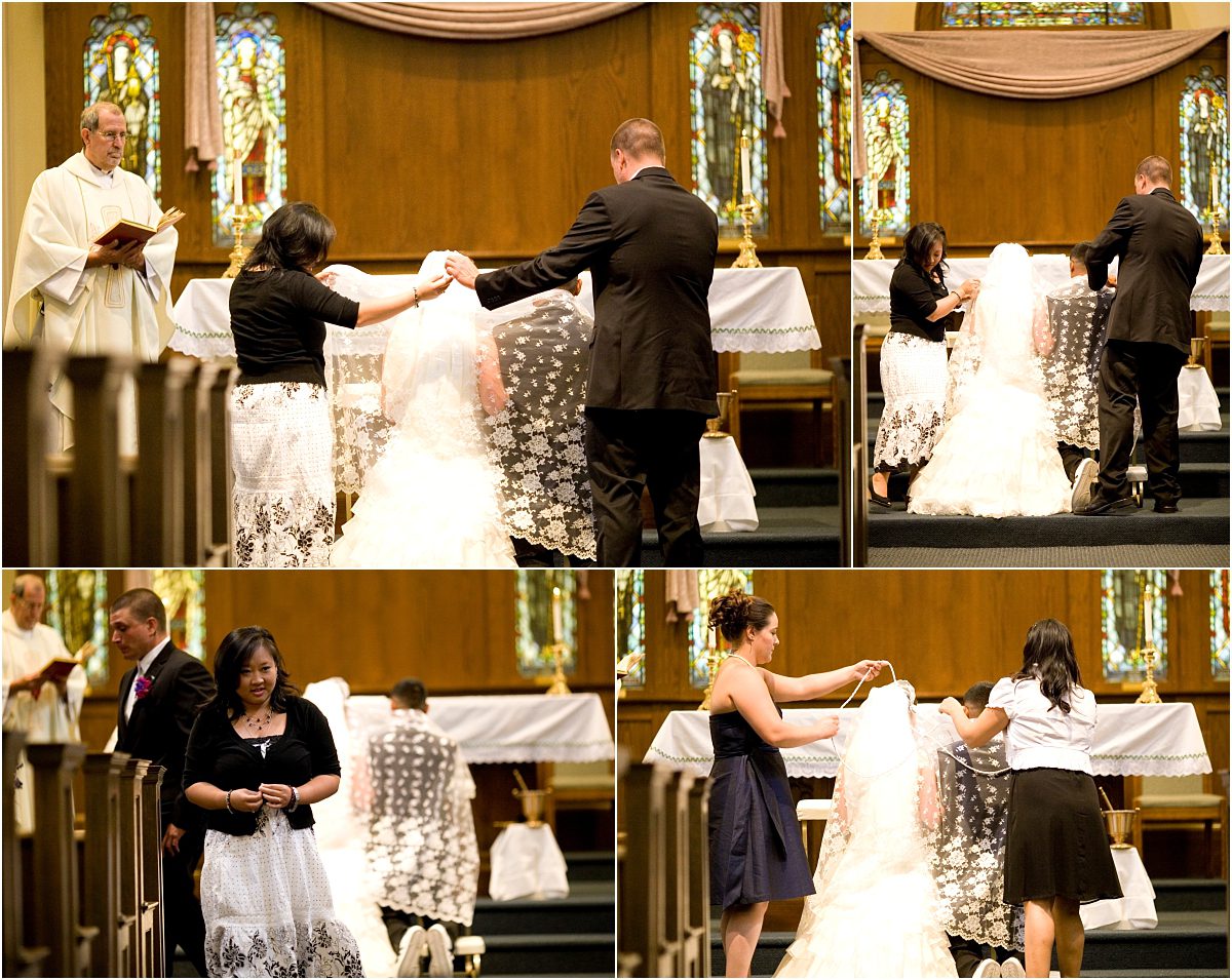 blessing the bride and groom, filipino ceremony,catholic church, ceremony, colorado wedding photographer