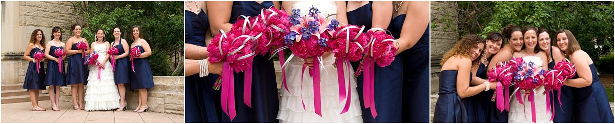 wedding party portraits, bridal party, bride and bridesmaids, navy and fuchsia, group photos, colorado wedding photography, mountain wedding photographer