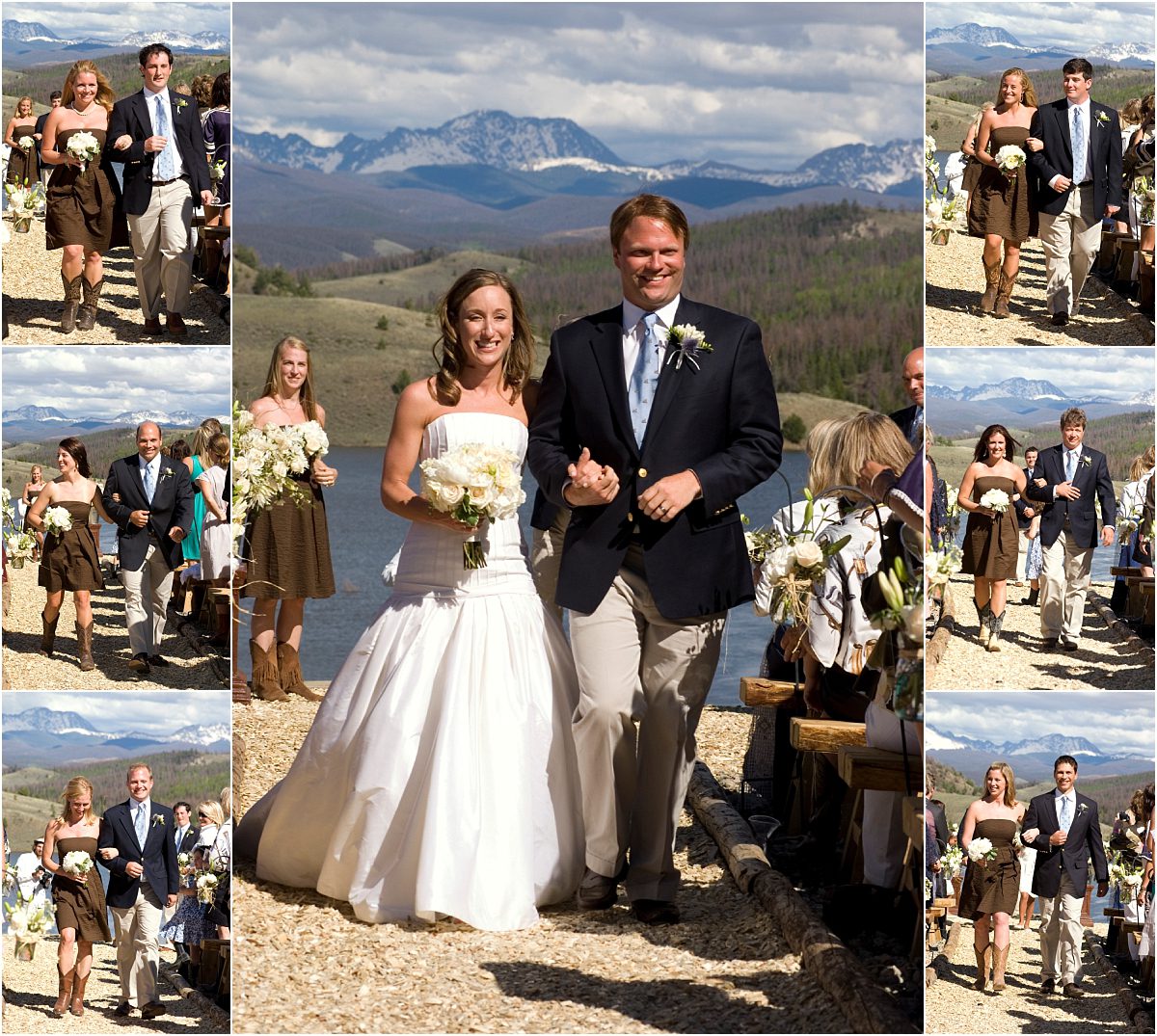 recessional,outdoor ceremony at Woodsie, C Lazy U Ranch Wedding, Granby, Colorado Wedding Photographer, Mountain Wedding Photography, bride and groom walking down the aisle after saying i do