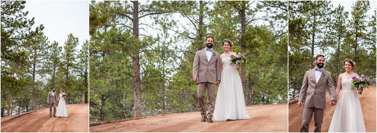 couples portraits on rustic mountain dirt road at tishreed lodge wedding