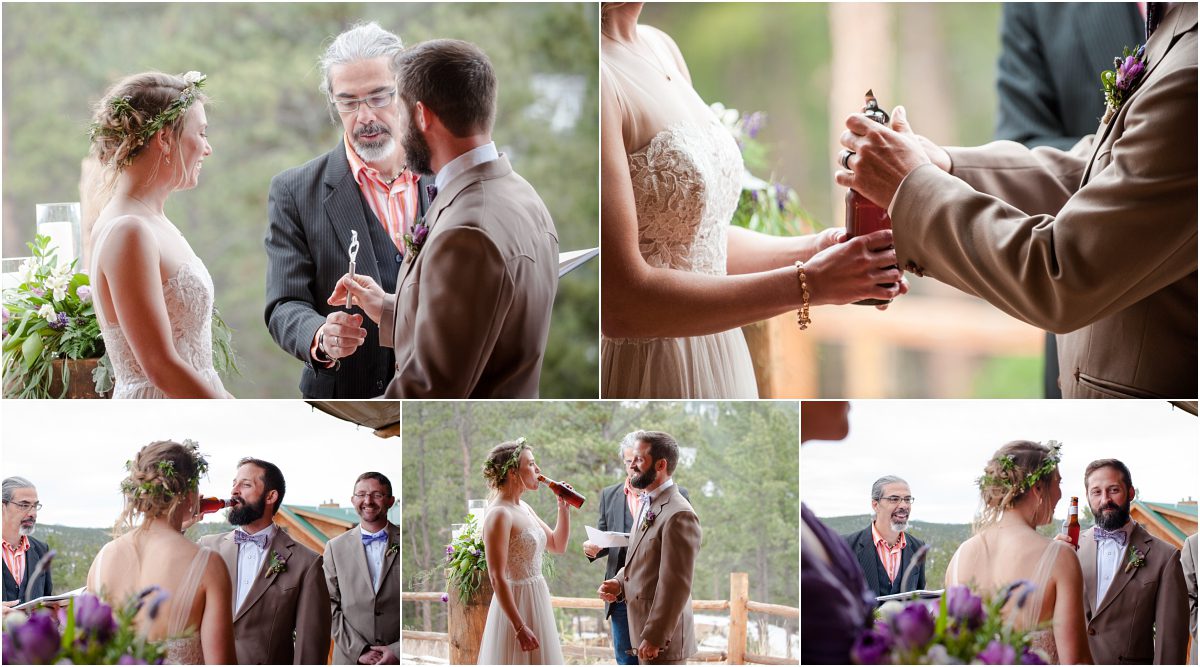 wedding ceremony, colorado mountain wedding photography, beer ceremony