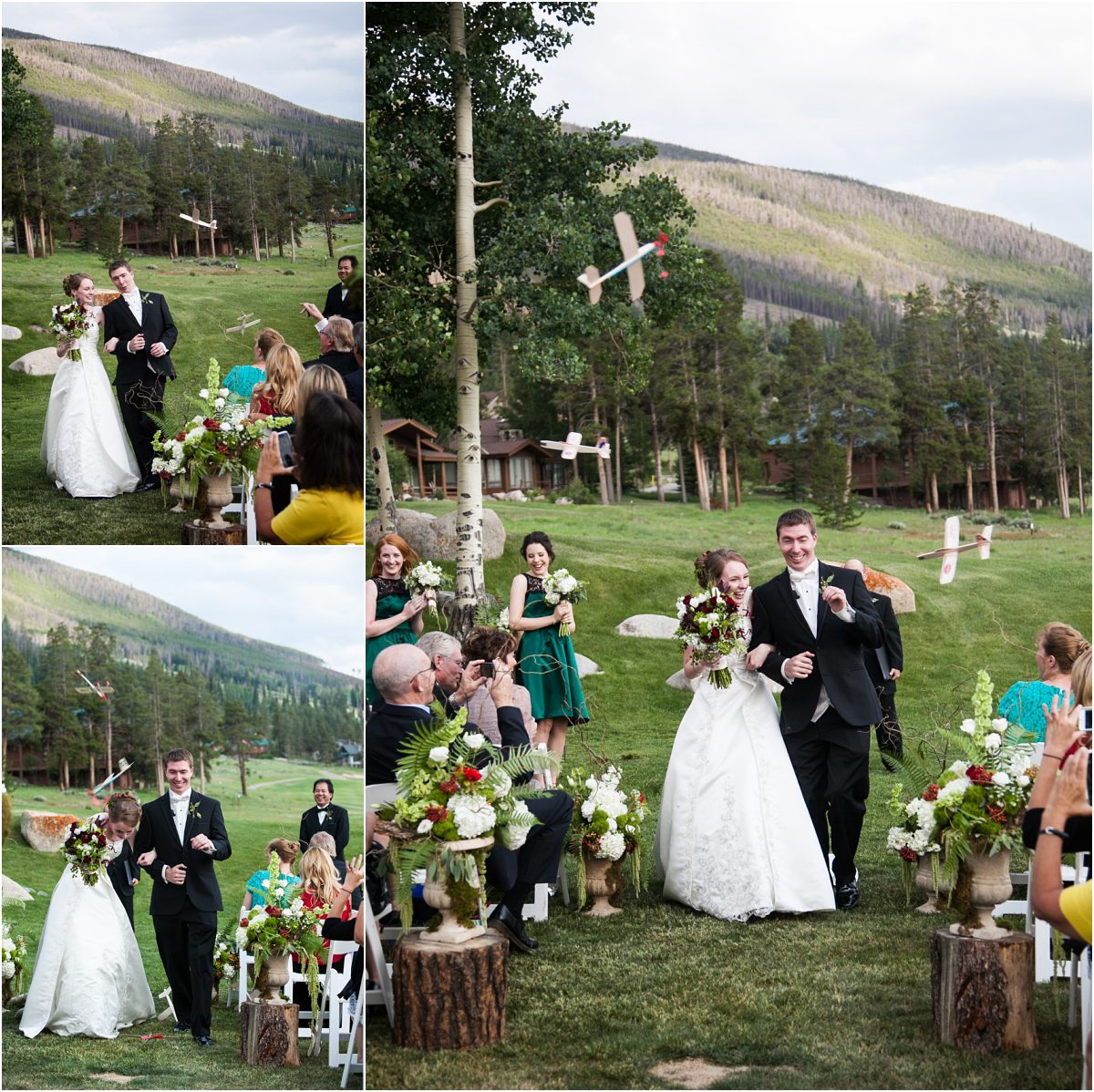 ceremony recessional keystone ranch, outdoor mountain wedding, colorado wedding planning and photography