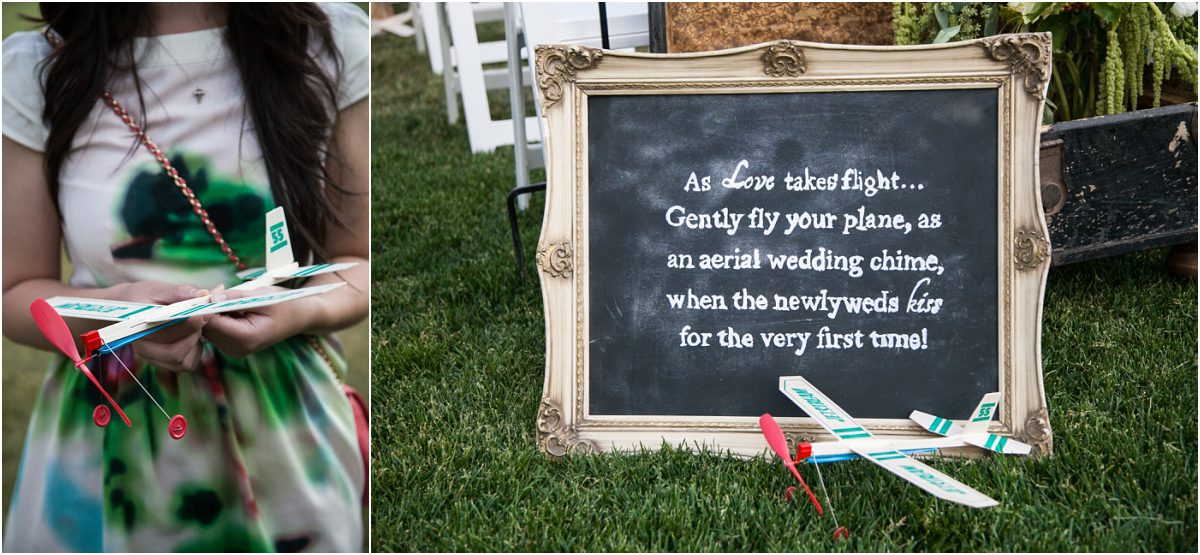 ceremony details, keystone ranch, wooden airplane, chalkboard sign, mountain wedding planner