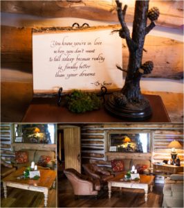 love quote, dr seuss, you know you are in love when you don't want to fall asleep because reality is finally better than your dreams, forest theme wedding, wood slab, literary quotes, lounge