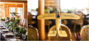 bi-plane table number, flying bi-plane, forest themed table, literary theme wedding, keystone ranch, organic design, ferns, wood, candlelight, tablescape