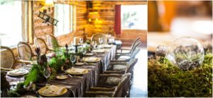 forest theme wedding, table design, tablescape, keystone ranch, bi-plane, organic design, floral, literary theme