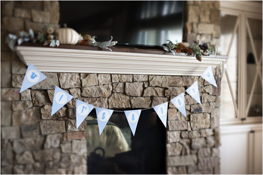 blue + yellow, banner, it's a boy, baby shower